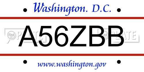 A56ZBB District Of Columbia License Plate