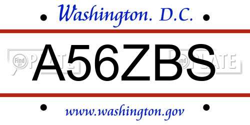 A56ZBS District Of Columbia License Plate