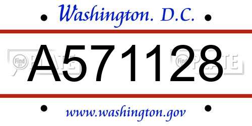 A571128 District Of Columbia License Plate