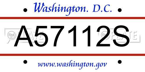 A57112S District Of Columbia License Plate
