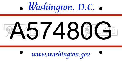 A57480G District Of Columbia License Plate