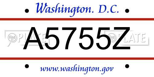 A5755Z District Of Columbia License Plate