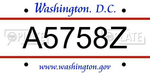 A5758Z District Of Columbia License Plate