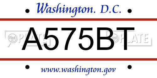 A575BT District Of Columbia License Plate