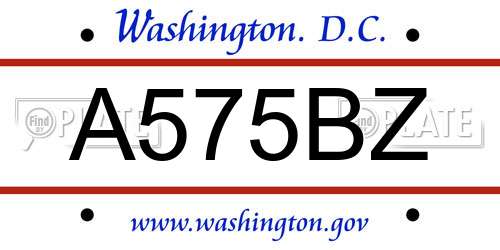 A575BZ District Of Columbia License Plate