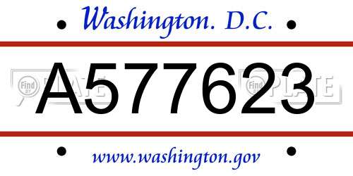 A577623 District Of Columbia License Plate