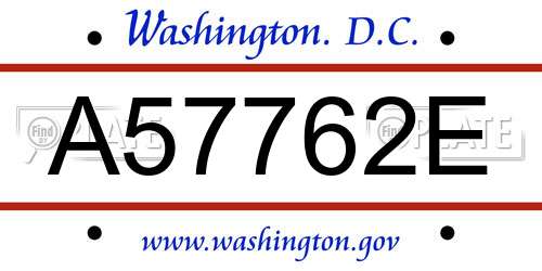 A57762E District Of Columbia License Plate