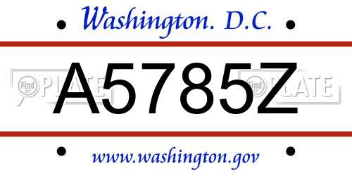 A5785Z District Of Columbia License Plate