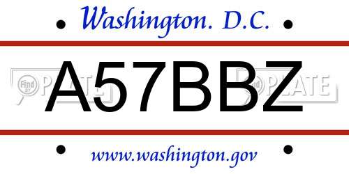 A57BBZ District Of Columbia License Plate