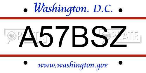 A57BSZ District Of Columbia License Plate