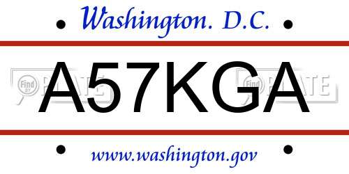 A57KGA District Of Columbia License Plate