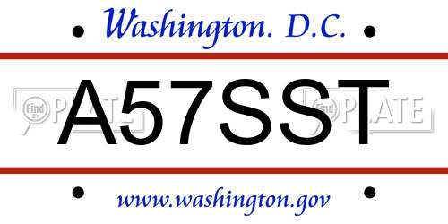 A57SST District Of Columbia License Plate