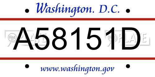 A58151D District Of Columbia License Plate