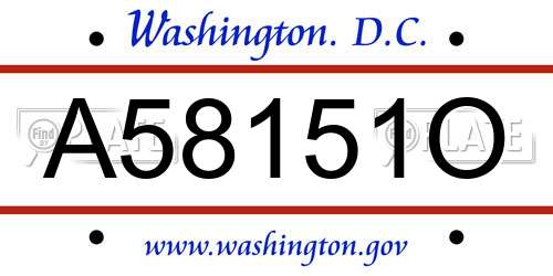 A58151O District Of Columbia License Plate