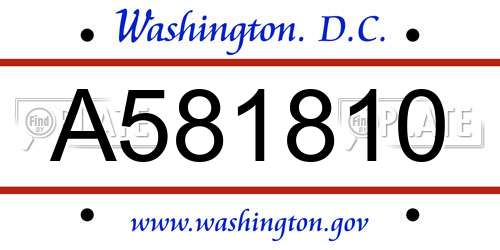 A581810 District Of Columbia License Plate