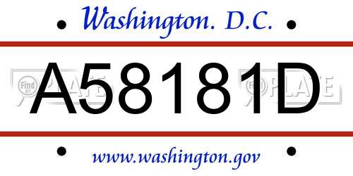 A58181D District Of Columbia License Plate