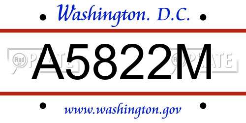 A5822M District Of Columbia License Plate