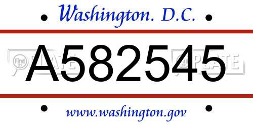 A582545 District Of Columbia License Plate