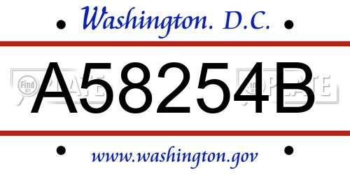 A58254B District Of Columbia License Plate