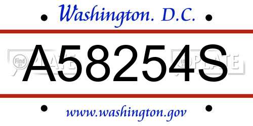 A58254S District Of Columbia License Plate