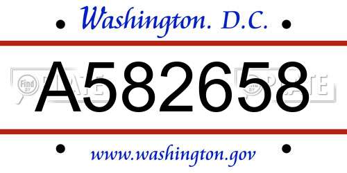 A582658 District Of Columbia License Plate