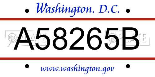 A58265B District Of Columbia License Plate