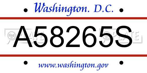 A58265S District Of Columbia License Plate