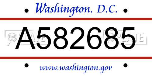 A582685 District Of Columbia License Plate