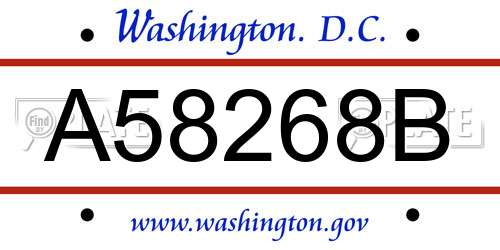 A58268B District Of Columbia License Plate