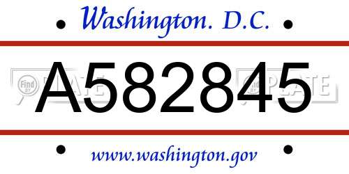 A582845 District Of Columbia License Plate