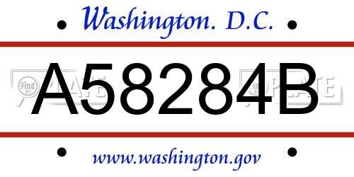 A58284B District Of Columbia License Plate