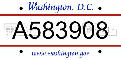 A583908 District Of Columbia License Plate