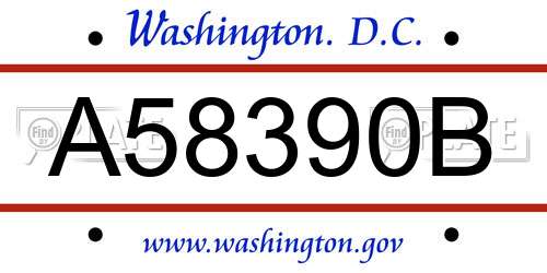 A58390B District Of Columbia License Plate