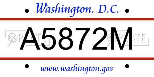 A5872M District Of Columbia License Plate