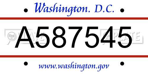 A587545 District Of Columbia License Plate