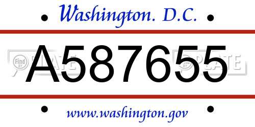 A587655 District Of Columbia License Plate