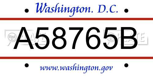 A58765B District Of Columbia License Plate