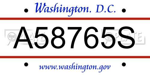 A58765S District Of Columbia License Plate