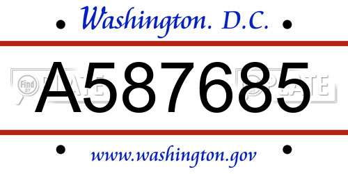 A587685 District Of Columbia License Plate