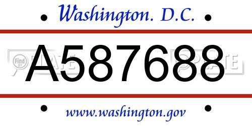 A587688 District Of Columbia License Plate