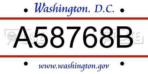 A58768B District Of Columbia License Plate