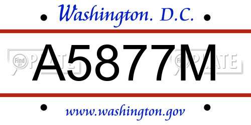 A5877M District Of Columbia License Plate