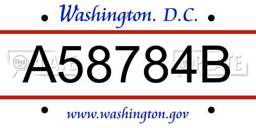 A58784B District Of Columbia License Plate