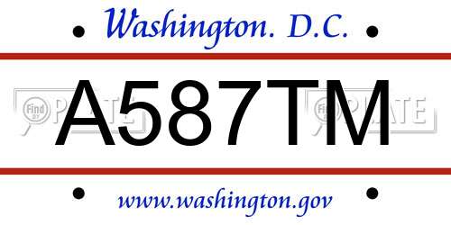 A587TM District Of Columbia License Plate