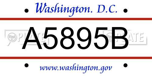 A5895B District Of Columbia License Plate