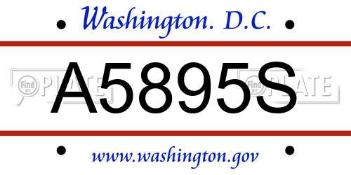 A5895S District Of Columbia License Plate