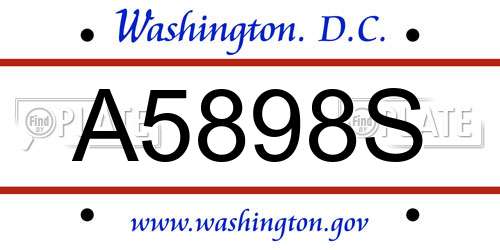 A5898S District Of Columbia License Plate