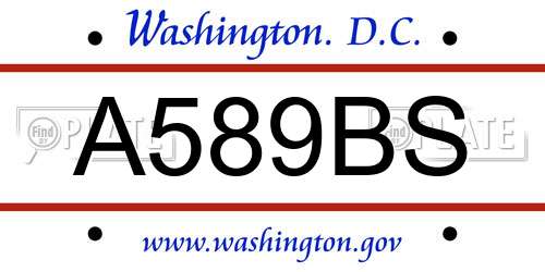 A589BS District Of Columbia License Plate