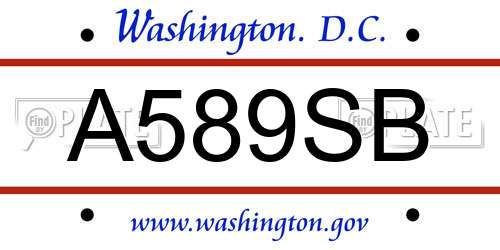 A589SB District Of Columbia License Plate