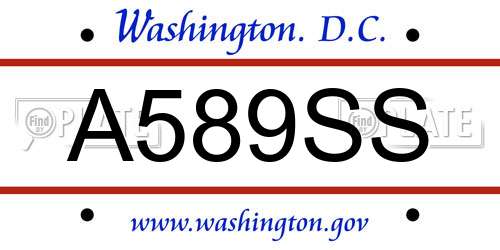 A589SS District Of Columbia License Plate